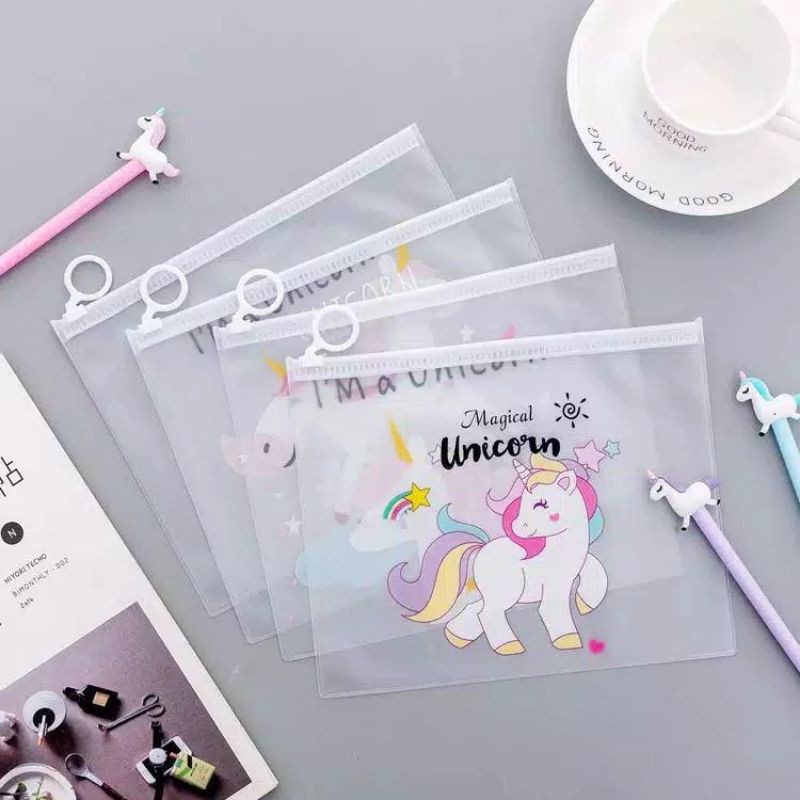 Pouch Serbaguna / Tempat Pensil / Tas Kosmetik Transparan Motif lucu / Pouch Masker