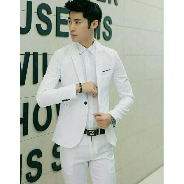 JAS PRIA BLAZER FORMAL BAJU PESTA WEDDING IMPORT PUTIH