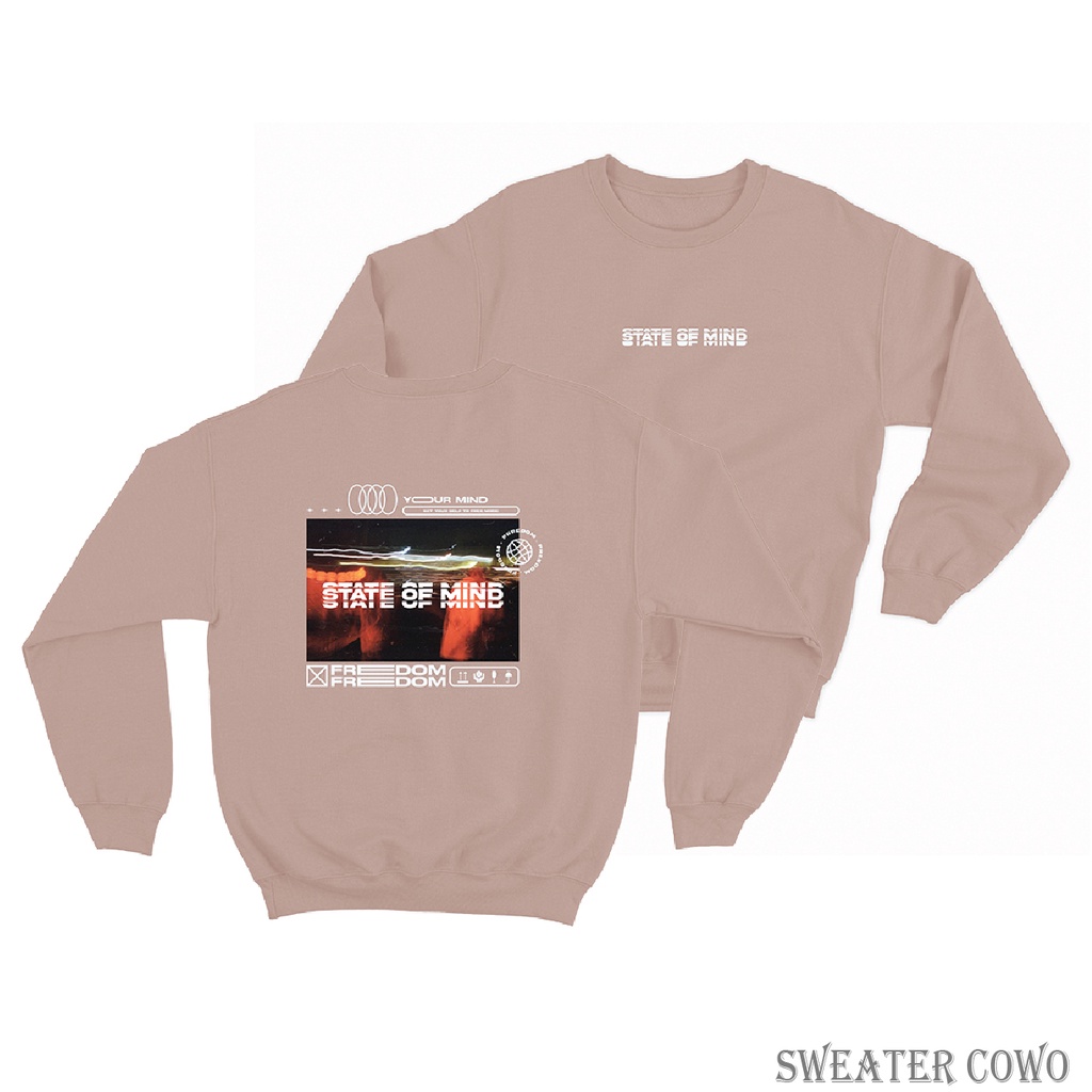 Sweaterpolos Basic Sweater STATE OF MIND ( Sablon ) Unisex Pria &amp; Wanita