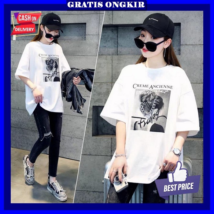 Baju Oversize Perempuan Tshirt Casual Kekinian Kaos Wanita Terbaru Korean Outfit Style Outfit Remaja