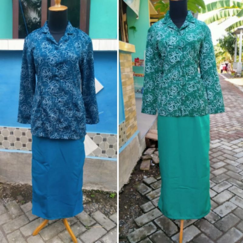 SERAGAM PKK/ Baju Batik PKK/ Rok Polos Seragam PKK/  Batik PKK Hijau/ Batik PKK Biru/ Rok Span Polos