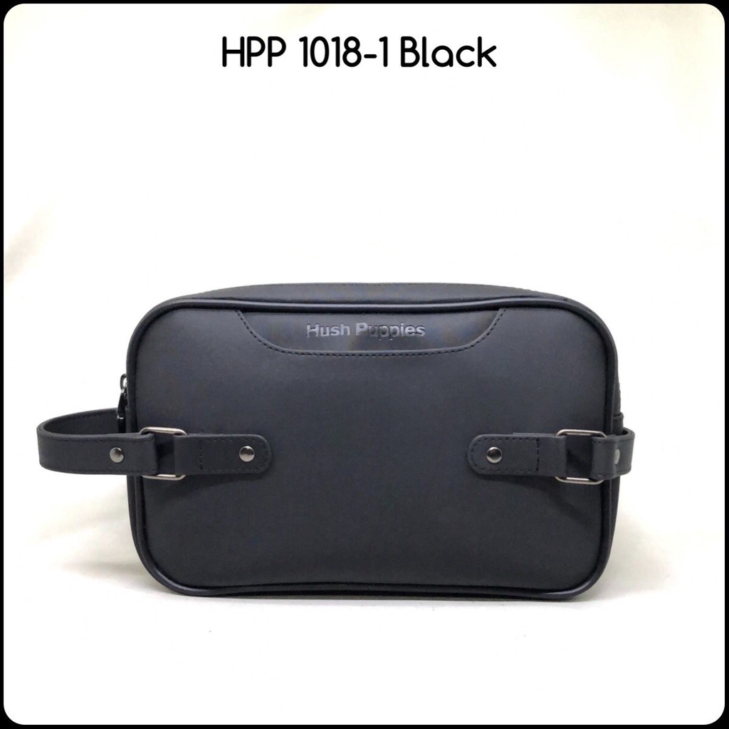 Handbag Clutch Pria Cowok Wanita Cewek Unisex HUSH PUPPIES 1018-1 BLACK HITAM Kulit Sapi Asli Premiu