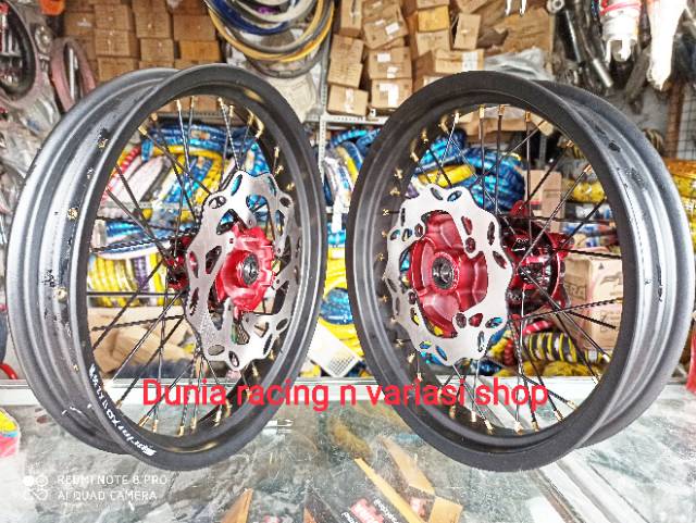 Paketan Velg Sumo Supermoto CRF 150 Velg 300 350 17 Tromol ORI warna double bearing +piringan cakram