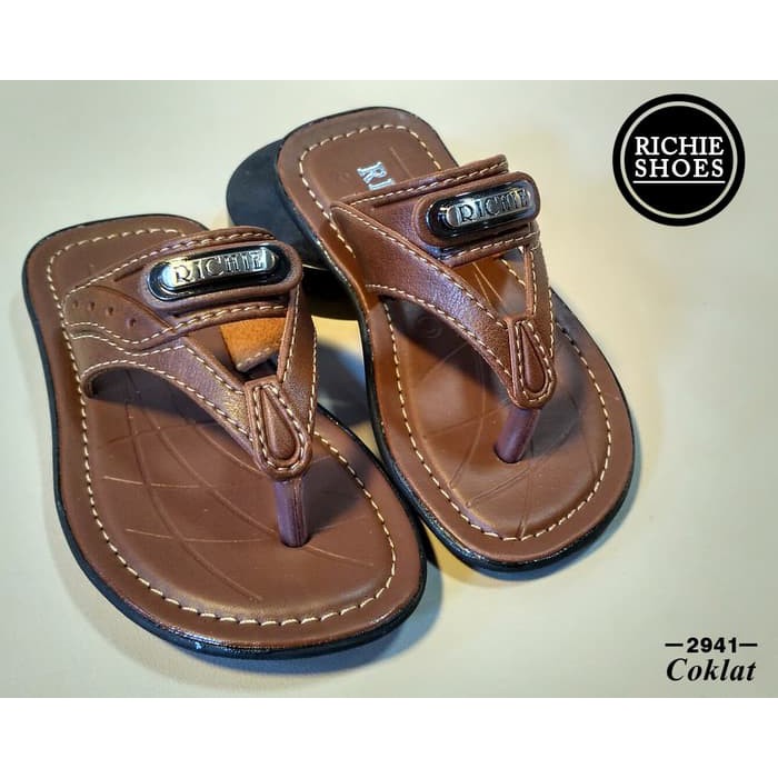 Richie Sandal Anak Laki Laki Kulit Import 2741 Coklat Murah q2
