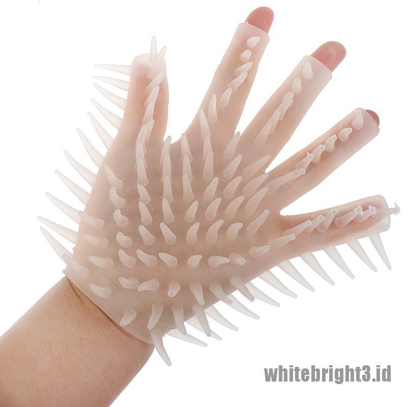 {white3} Spiky Glove Kids Adult Soft Stretchy Tactile Sensory Toy Autism ADHD