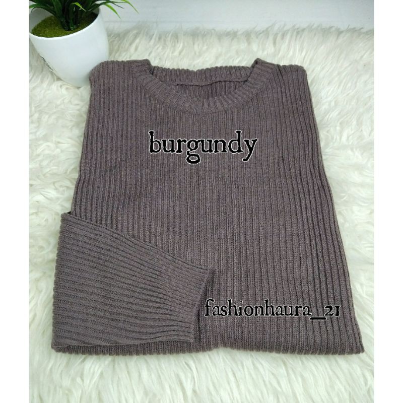 BEST SELLER BOXY ABG SWEATER RAJUT JUMBO WANITA OVERSIZE BAJU RAJUT POLOS HALUS ATASAN WANITA RAJUT PREMIUM-burgundy