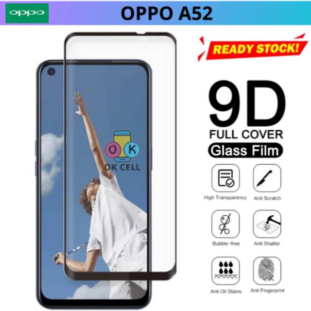 Tempered Glass Full OPPO A52 - TG Anti Gores Kaca Layar OPPO A52 Full Cover Screen Protector Premium