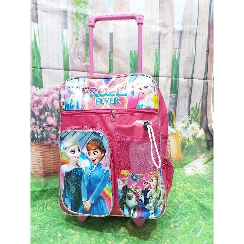 Tas Ransel Troli Free Botol Minum/ Tas Ransel Anak Perempuan Sekolah TK-SD/Tas Troli Dorong Anak Karakter