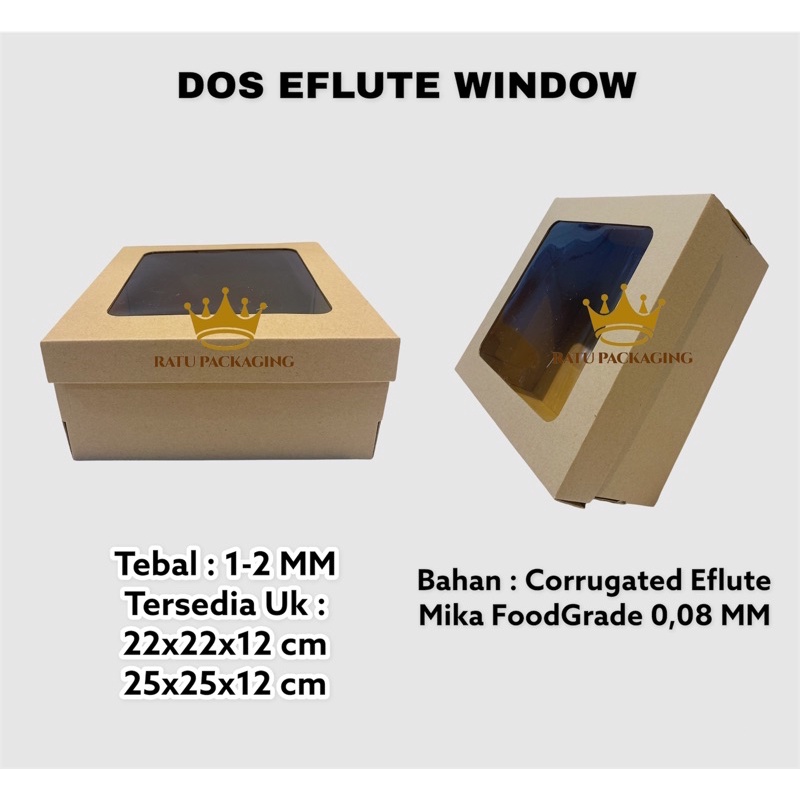 

RATU | Dos EFLUTE TEBAL WINDOW Kue Tinggi 12Cm Souvenir Kardus Karton Box Dus Kotak Eflute Jendela Mika Tutup Sambung / Kotak Hampers Baju Pakaian Tinggi 12CM