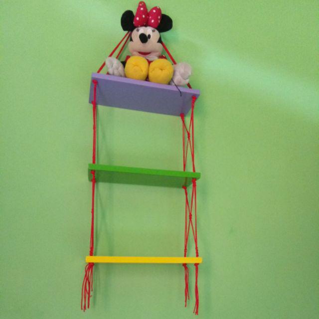 Rak Dinding Gantung Pot Tanaman 3 Susun Custom Tali Hitam Minimalis