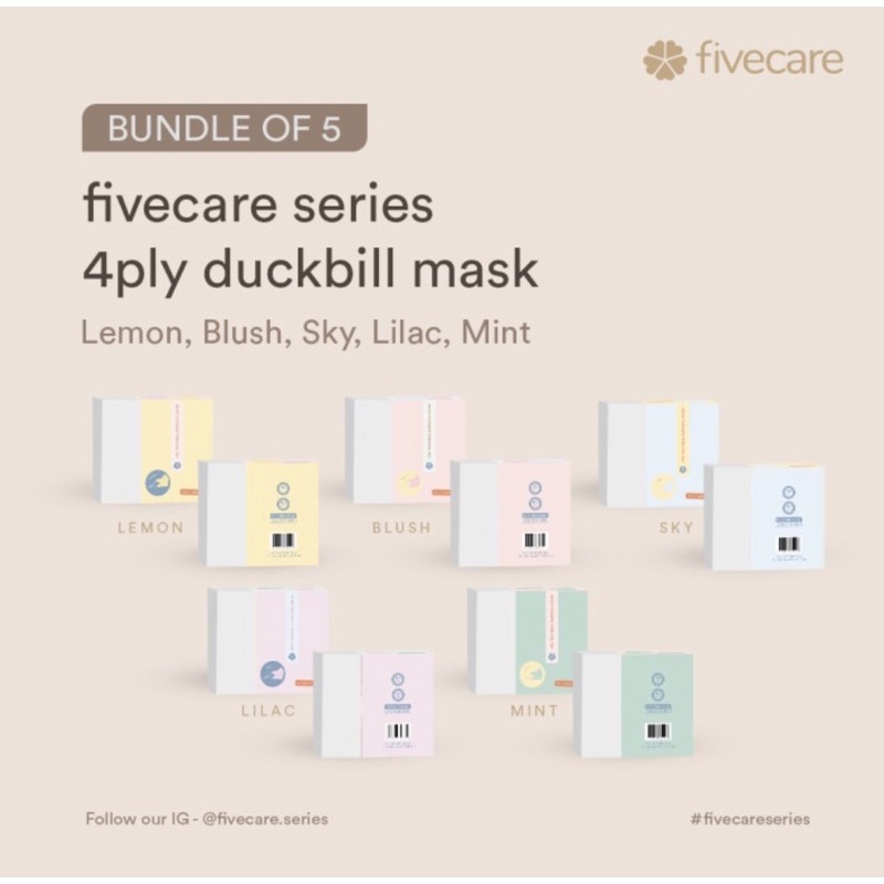 FiveCare Series Masker Duckbill 4ply Pastel Series