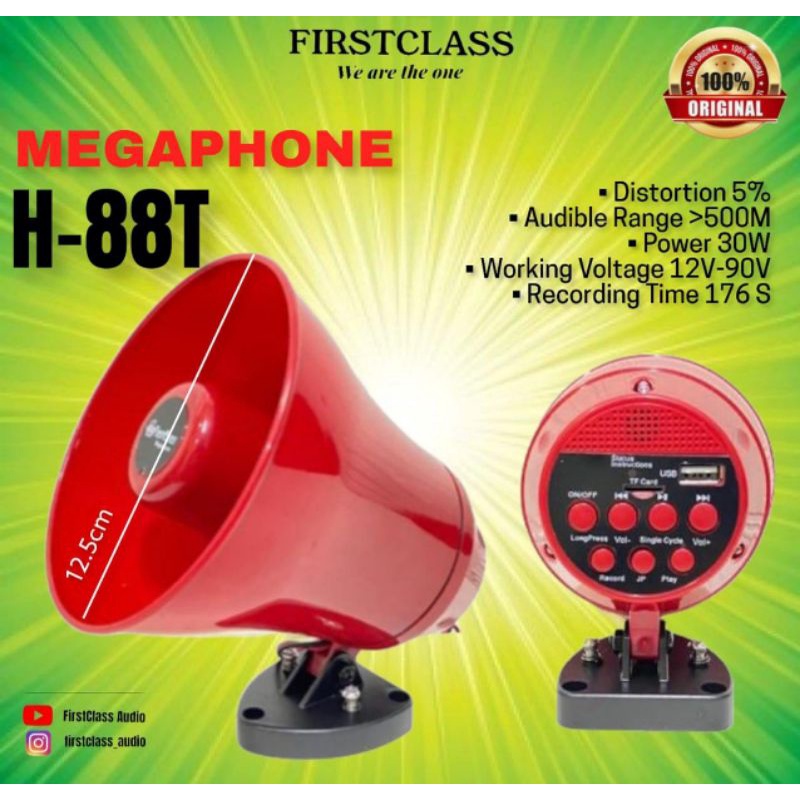 Horn Speaker Megaphon Pengeras Suara FIRSCLASS H-88T Usb Recording