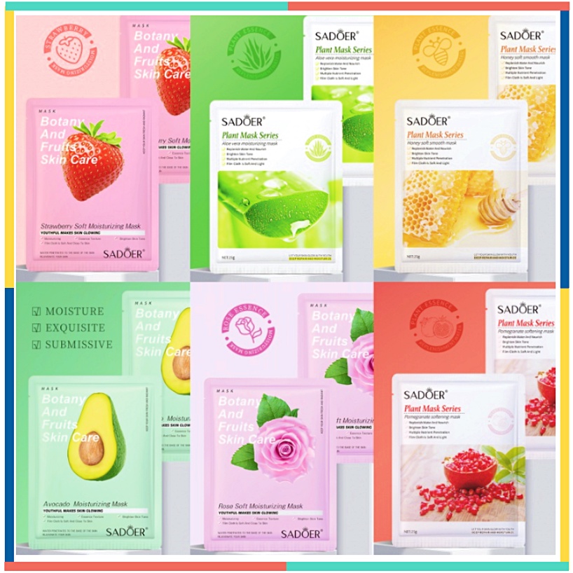 SADOER Natural Sheet Mask Plant Mask Botany Fruits Facial Masker Wajah EM020