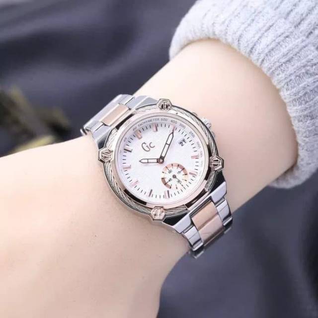 Jam Tangan GC GUESS Colection Wanita Detik Bawah Tanggal Rantai / Jam Tangan Cewek Ori