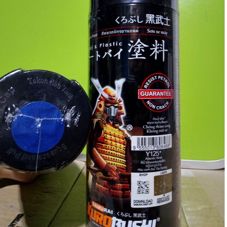 NEW Metallic Colours Samurai Paint Kurobushi Cat Semprot Pilox Pilok Y125* ATLANTIC BLUE / Biru Metalik (400ml)