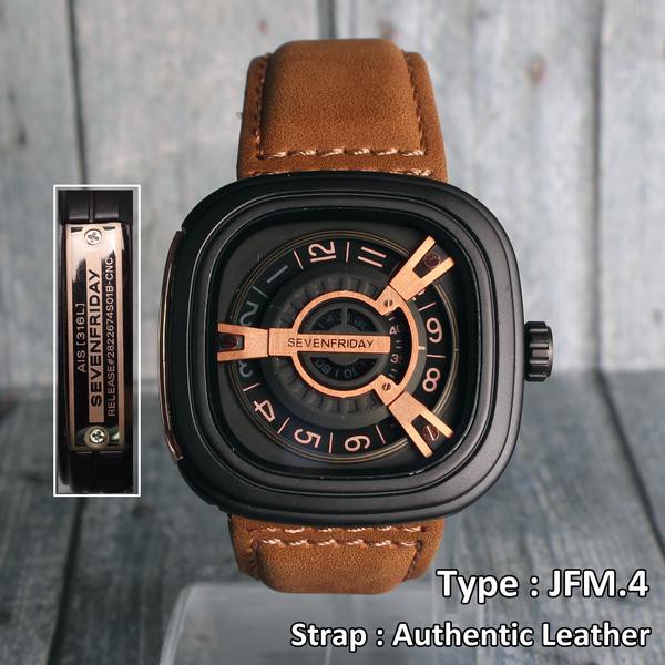 Seven Friday M1 / M2 Series Gold , Strap Kulit ASLI Brown / Coklat Muda