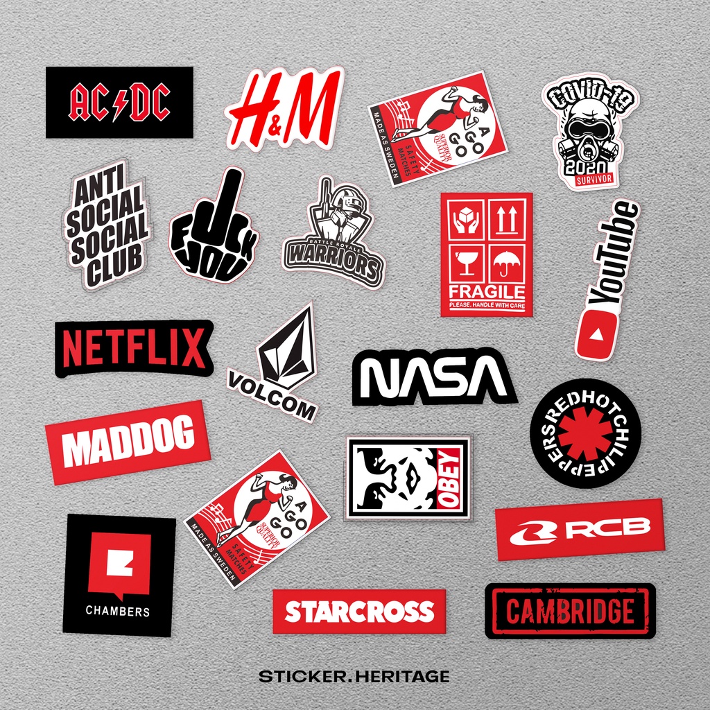 Stiker Sticker Pack BRAND STREETWEAR | STIKER TUMBLER LAPTOP KOPER HELM