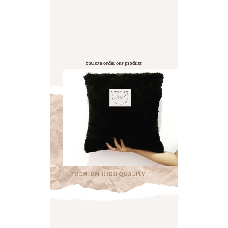 BANTAL BULU SOFA UK 40X40 KAIN RASFUR PREMIUM( HITAM )