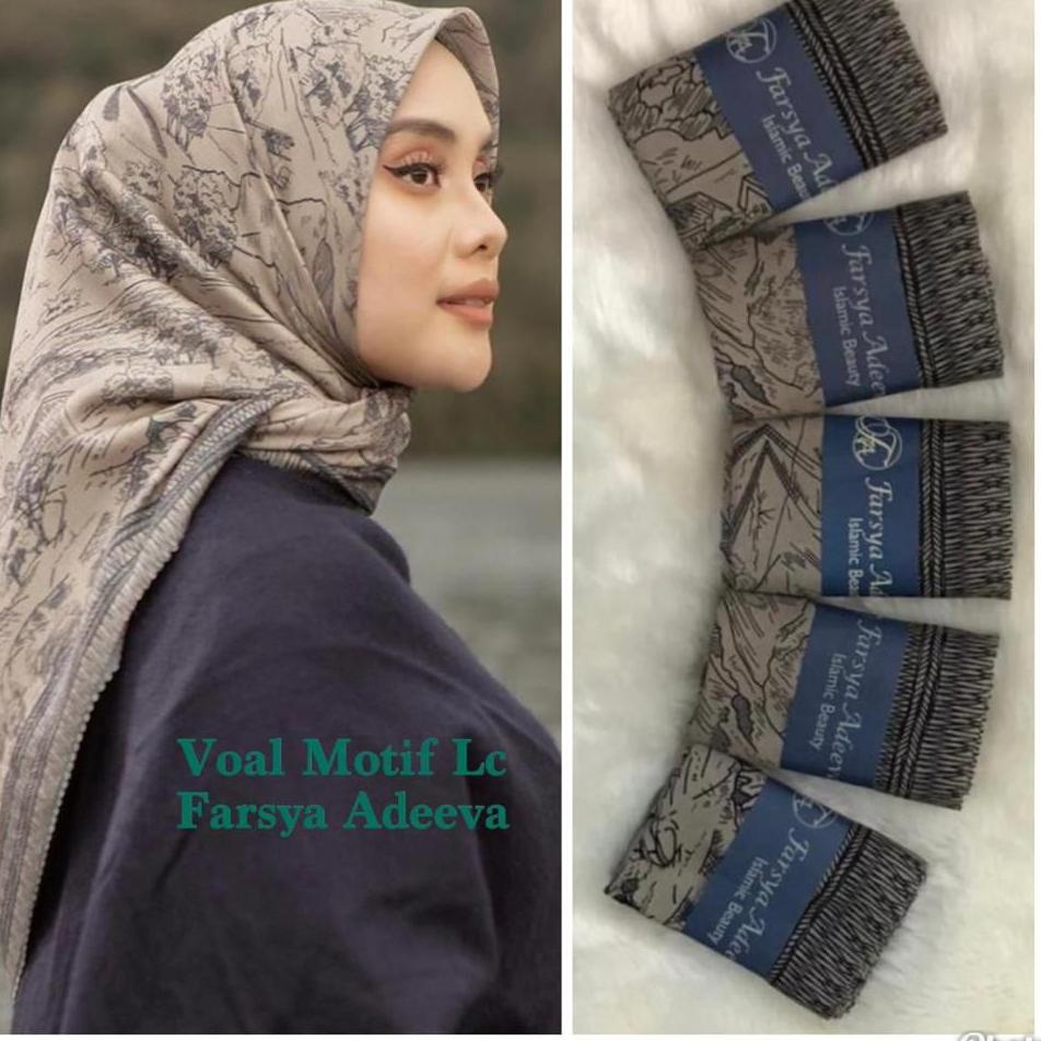 KNP.25Au22ᴼ ◦ VOAL MOTIF PREMIUM LC  Jilbab segi empat  Farsya Adeeva  DeEnay kw  Hijab Voal motif L