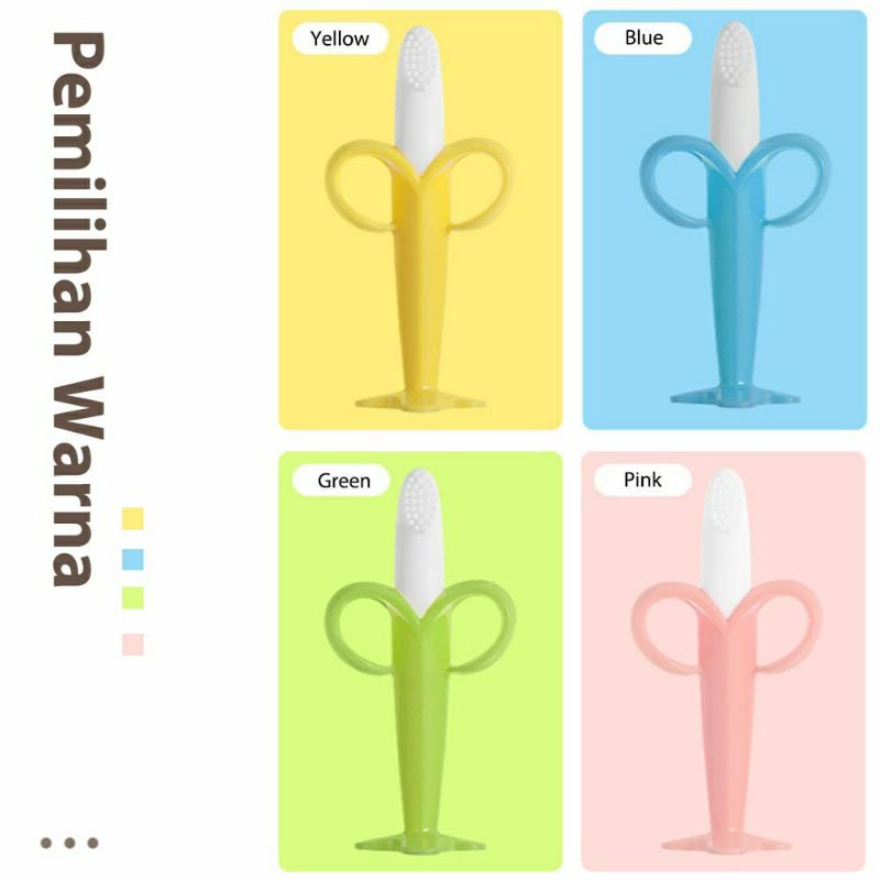 Mainan Gigitan Bayi Bentuk Pisang/Teether Bayi Bahan Silikon Bentuk Pisang