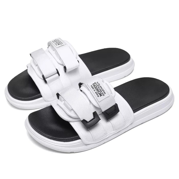 SANDAL SLOP PRIA WANITA FASHION CANVAS