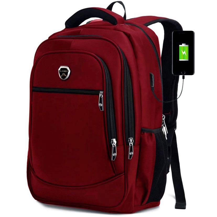 Tas Ransel Laptop PL Power Tas Punggung Pria Ransel Polo Import Dual USB Portable Tas Pria Casual