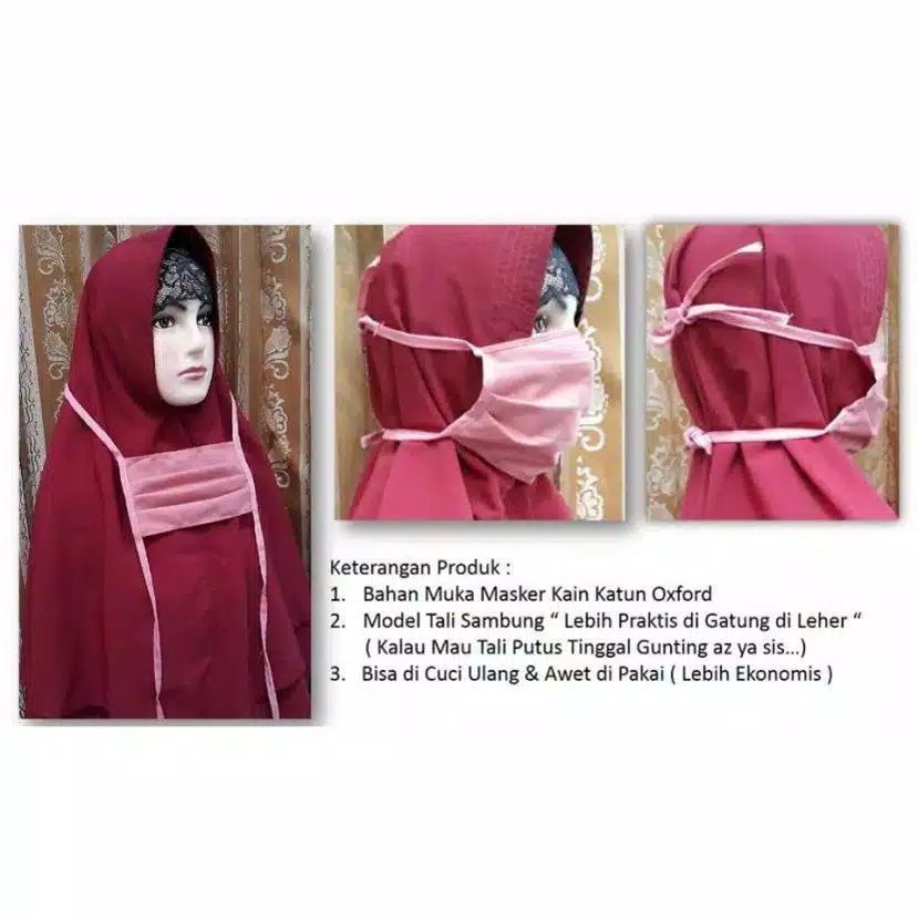MASKER KAIN LIPAT TALI PANJANG LUSINAN