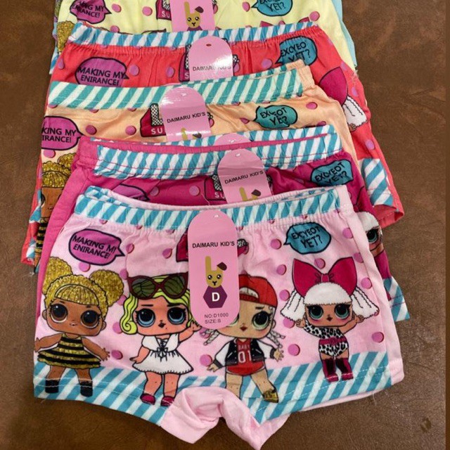 6 PCS CD Boxer Anak perempuan LOL ,frozen, kuda pony daimaru / pakaian dalam anak / celana dalam