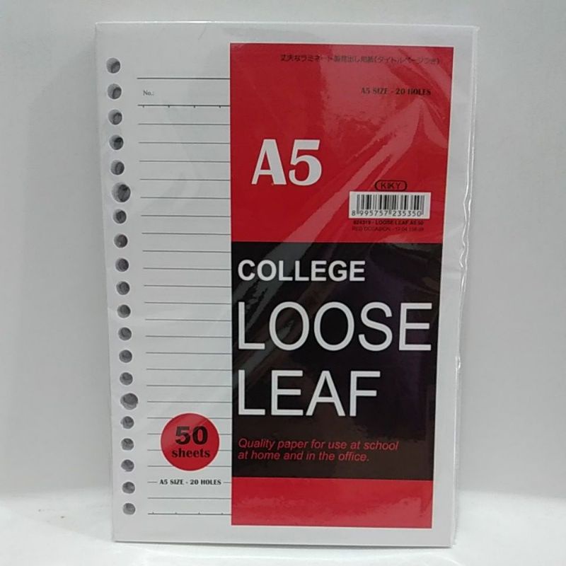 

Loose Leaf A5 merk Kiky isi 50 sheets