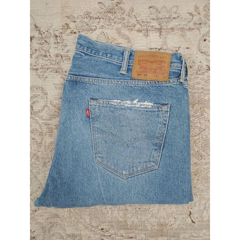 levis 501ct ripped light blue wash size 38 second original
