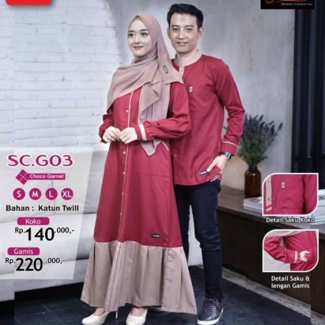 New Arrival Baju Muslim Couple Choco Garnet