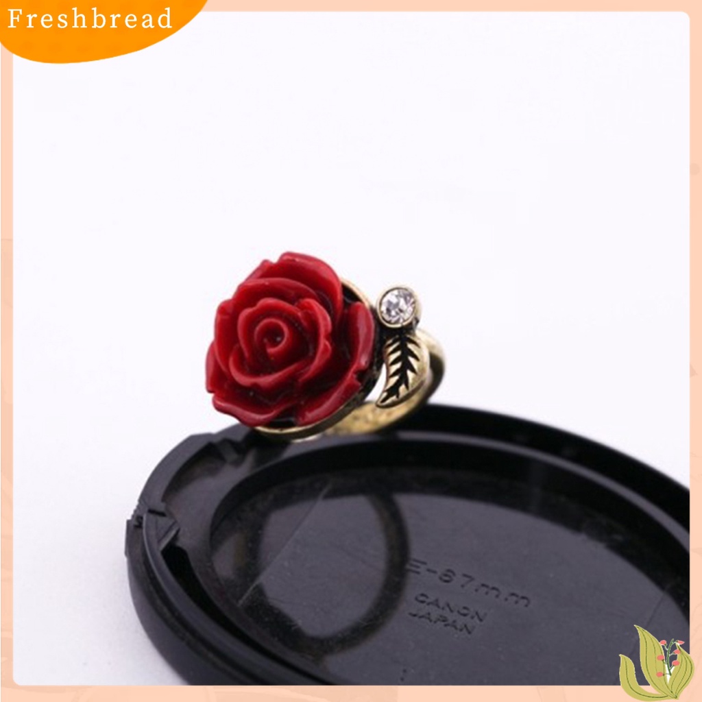 [TERLARIS]Ring Rose Leaf Elegant Vintage Women Rhinestone Ring for Dating