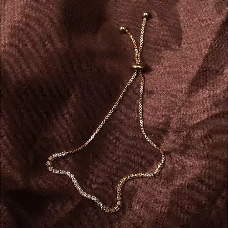 Gelang Berlian Imitasi Model Serut Adjustable Gaya Korea Untuk Wanita