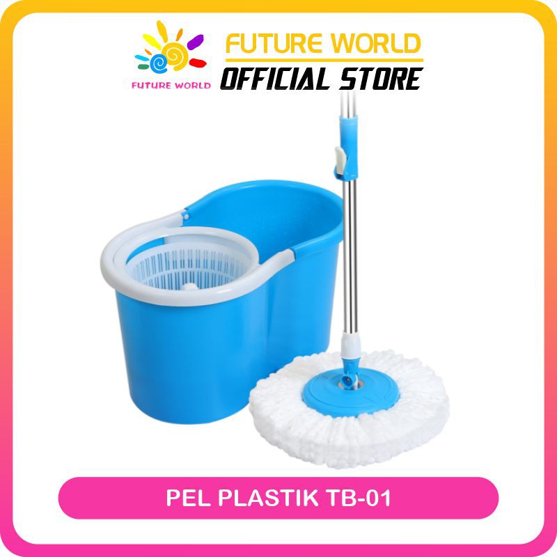 Set Alat Spin Mop Lap Pel Plastik Dengan Ember Pencuci Putar