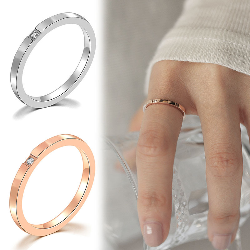 Perak / Emas Mawar / Cincin Ekor Titanium Berlian Sederhana Fashion Pria Wanita Rings