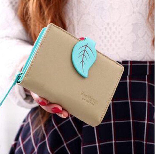 MORMON - Dompet Daun Mini Dompet Lipat Wanita Dompet Kecil Walet Koin Kartu