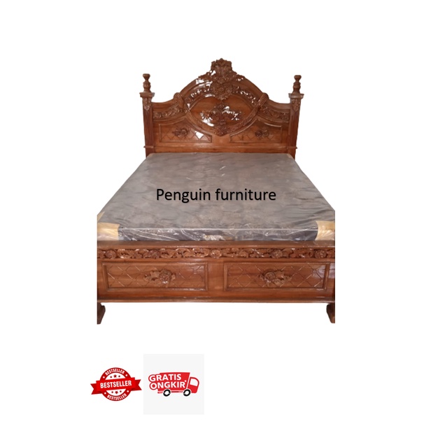 Ranjang Kayu Jati/Dipan kayu no.2 uk 160 x200cm