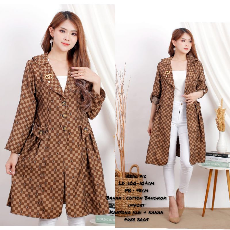 SANT FASHION BLEZER BANGKOK OUTER LONG TUNIX MOTIF KOTAK VL22 SYANTIK