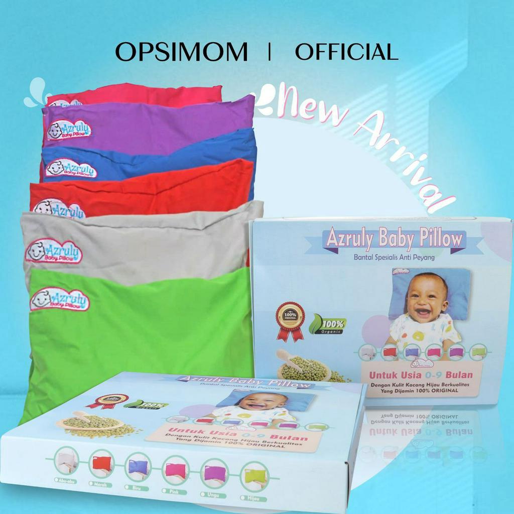 AZRULY BABY PILLOW ORIGINAL - BANTAL KESEHATAN ANTI PEYANG 100% KULIT KACANG HIJAU OPSIMOM - LOGO BORDIR