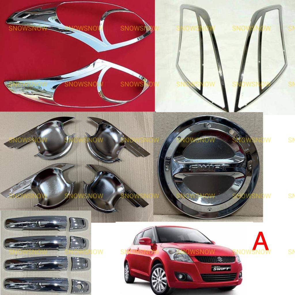 Paket Garnish Lampu Depan Belakang  Outer Handle Tank Cover All New Swift 2012 2015 UP Sporty Chrome