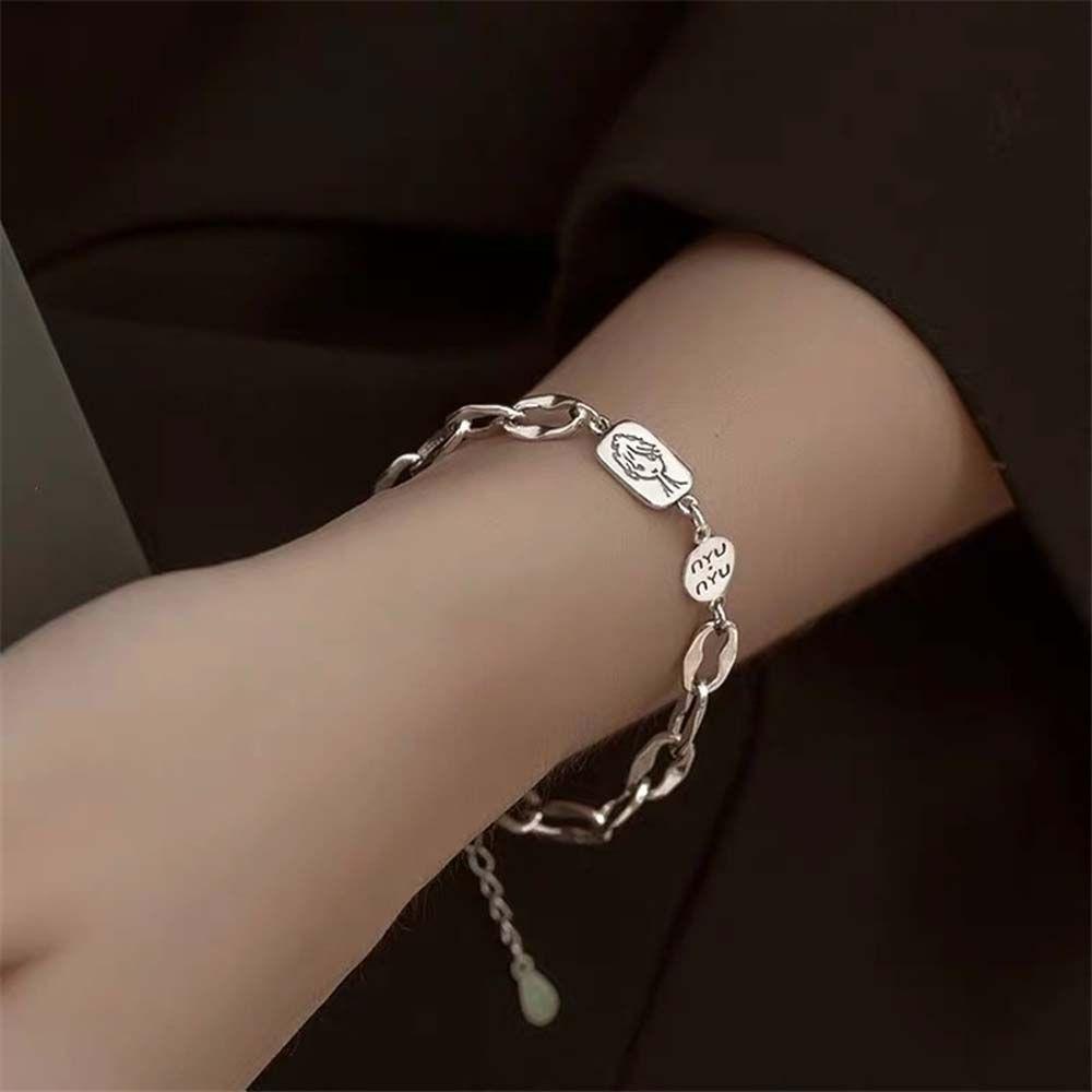 Mxbeauty Wanita Gelang Adjustable Harajuku Rantai Tebal Pasangan Gelang Perhiasan Hadiah Alloy Hip Hop Korea Style Bracelet