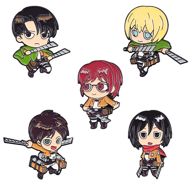 Bros Pin Enamel Desain Karakter Kartun Anime ATTACK ON TITAN Untuk Hadiah Teman