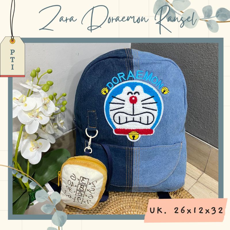 Tas Ransel zara denim Doraemon