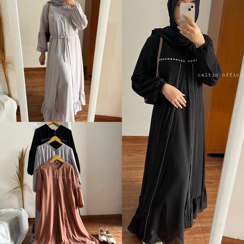 ABAYA DRESS SWAROVSKI CERUTI Busui PREMIUM UMroh haji  FULL FURING TILE maxi dress arab turki