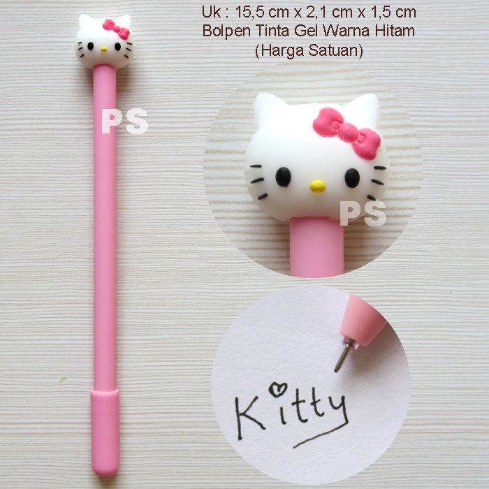 

Hello Kitty Bolpen Tinta Gel Hitam Face Silicon