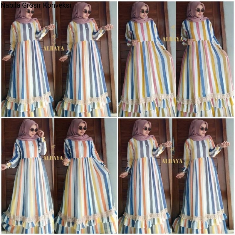 MP ALHAYA SALUR MAXY/gamis pelangi/rainbow maxy/gamis ceruty/gamis muslim/gamis ld 110