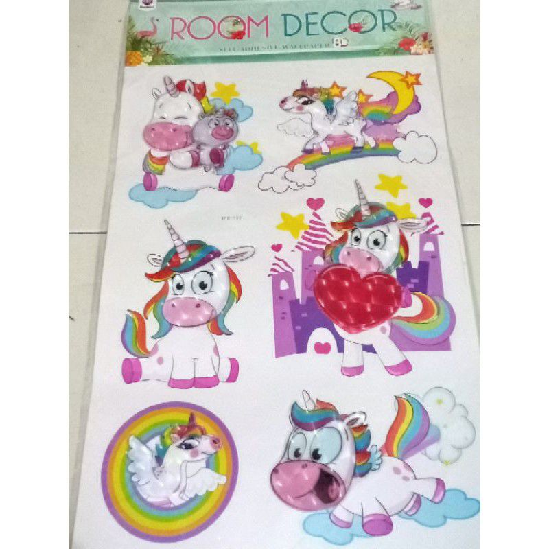 Sticker Room Decor 3D - Wallpaper Unicorn Lucu Import