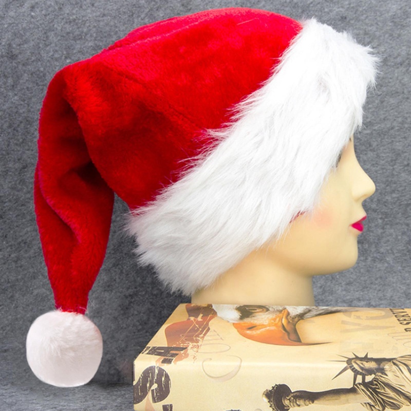 Topi Santa Claus Natal Bahan Plush Lembut Untuk Unisex