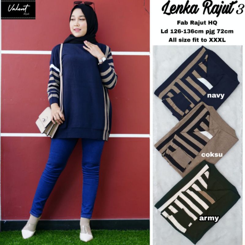 lenka tunik rajut import valent kalista tunik jumbo ld 130 xl xxl xxxl rajut oversize sweater atasan