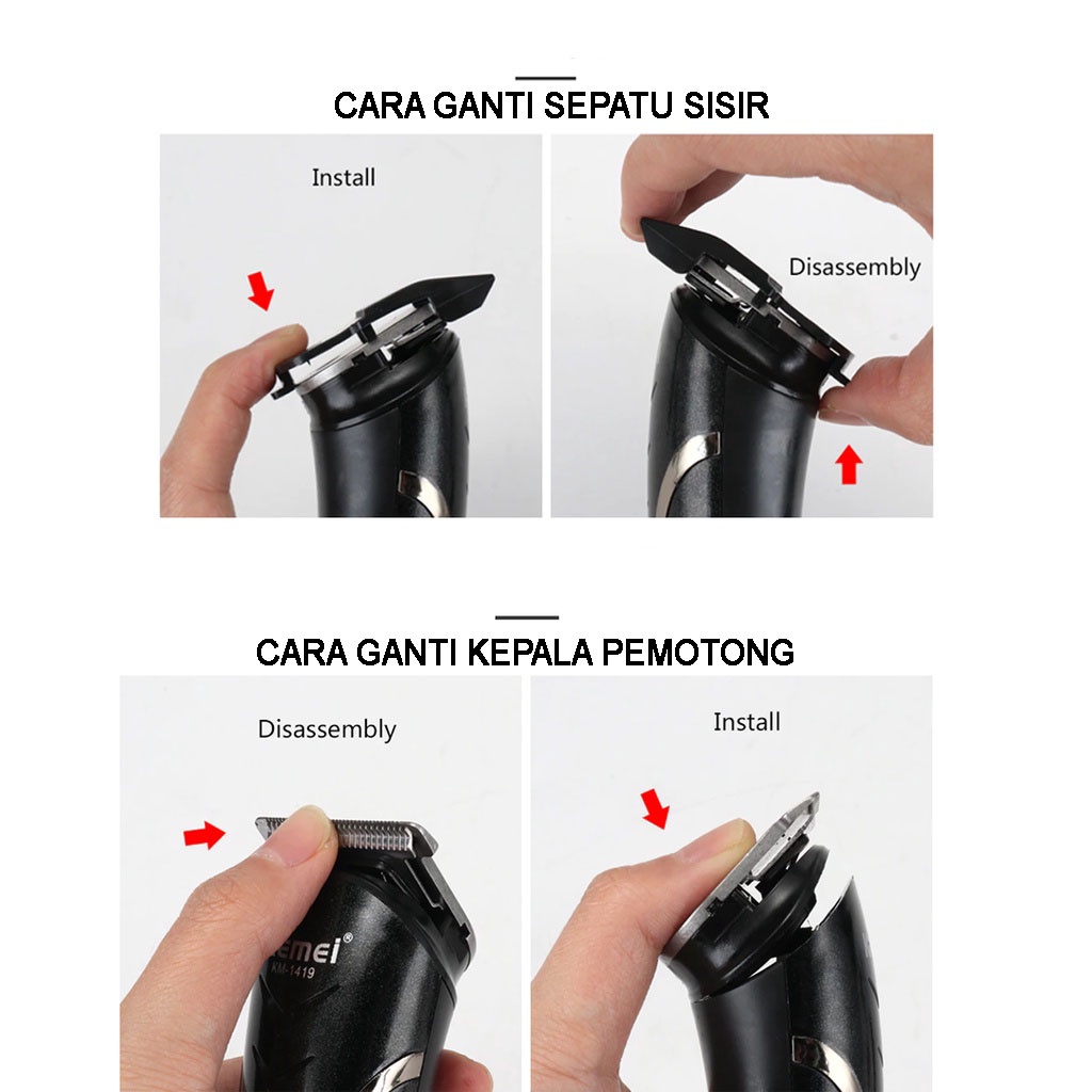 ZILLO Mesin Cukur Rambut KEMEI 3in1 Alat Pencukur Rambut Kumis Jenggot Bulu Hidung Potong Rambut Cas Elektrik Shaver Trimmer Hair Clipper KEMEI ORIGINAL